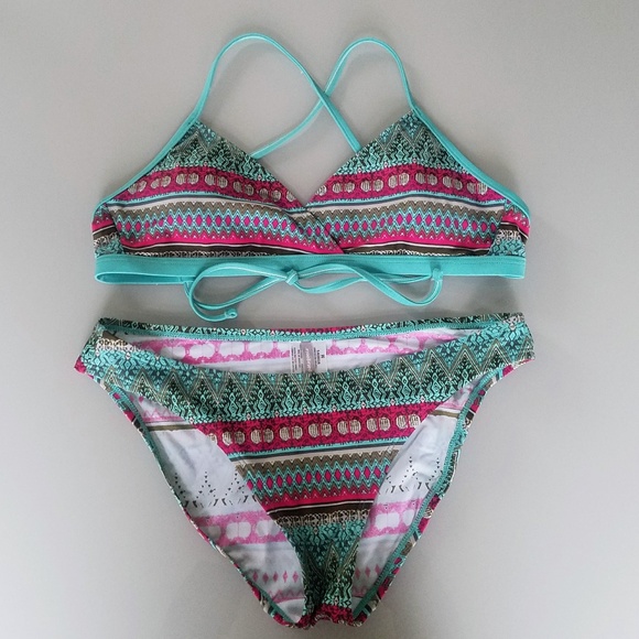 Patagonia Other - Patagonia Teal Pink and Tan Bikini Size Medium